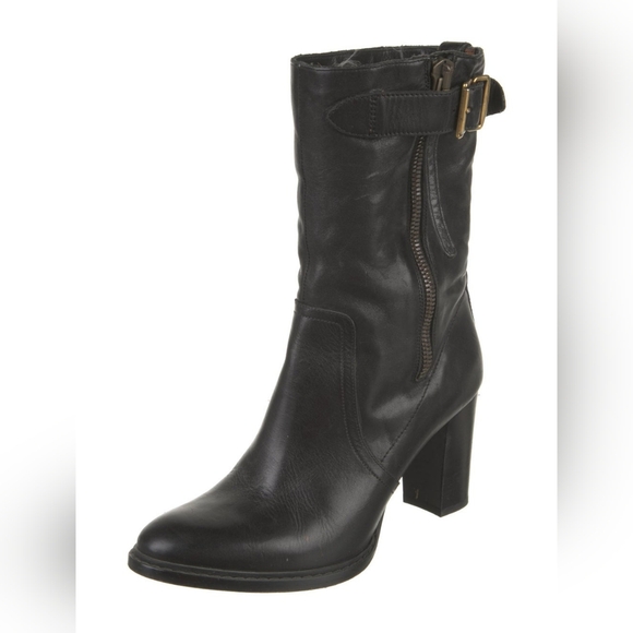 Burberry Leather Shearling Combat / Moto 3" Heeled Boots - Picture 4 of 5